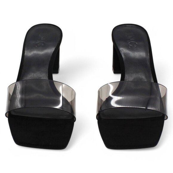 Inc Womens Black Comfort Slip Resistant Beyla Square Toe Block Heel Slip on Dres - Picture 2 of 7